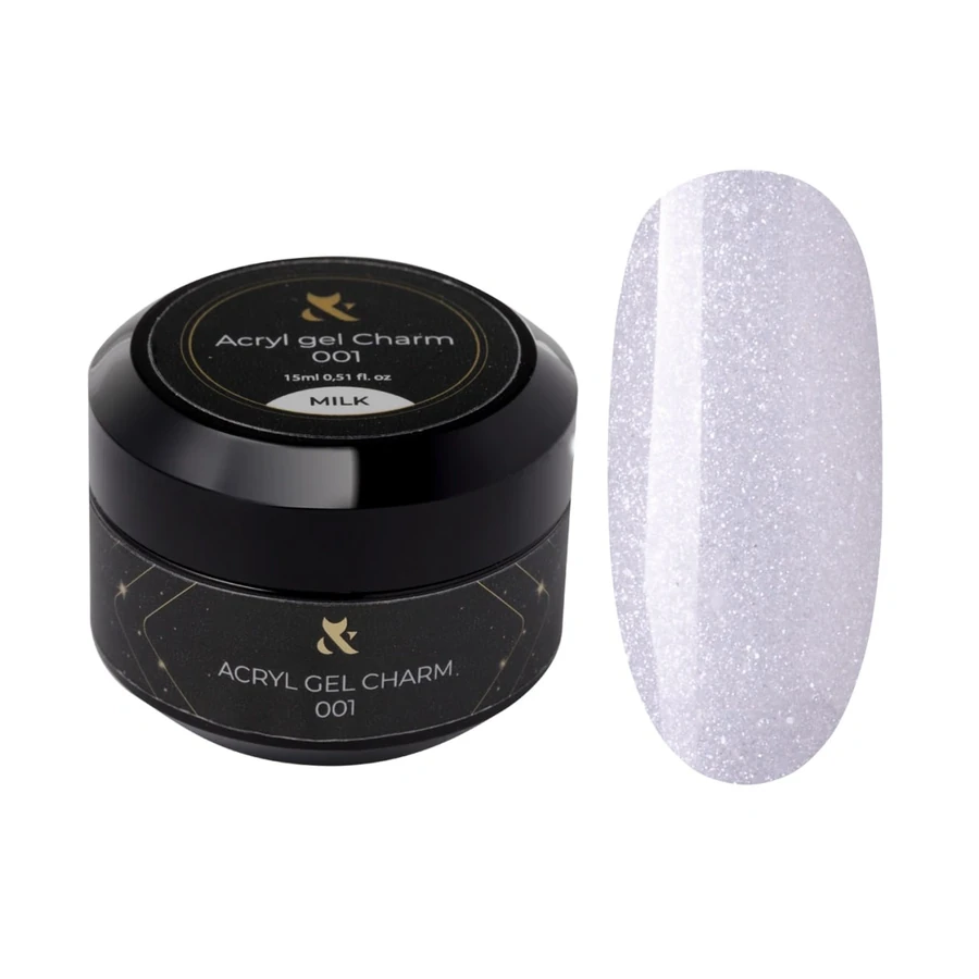 Акрилгель FOX Acryl Gel Charm 001 Milk молочний, з дрібним шиммером 15 мл