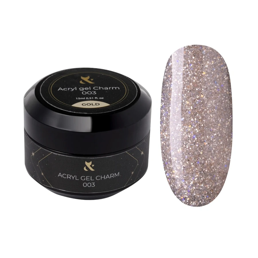 Акрилгель FOX Acryl Gel Charm 003 Gold золотий, середній шиммер з легким світловідбиваючим ефектом 15 мл