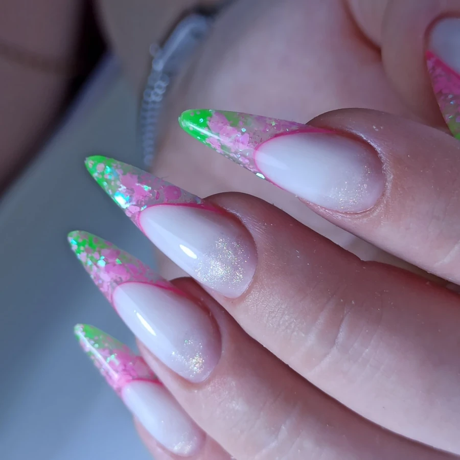 Полігель GGA Professional Fancy Poligel 08 салатовий, з голографічними пластинками та блискітками 30 мл