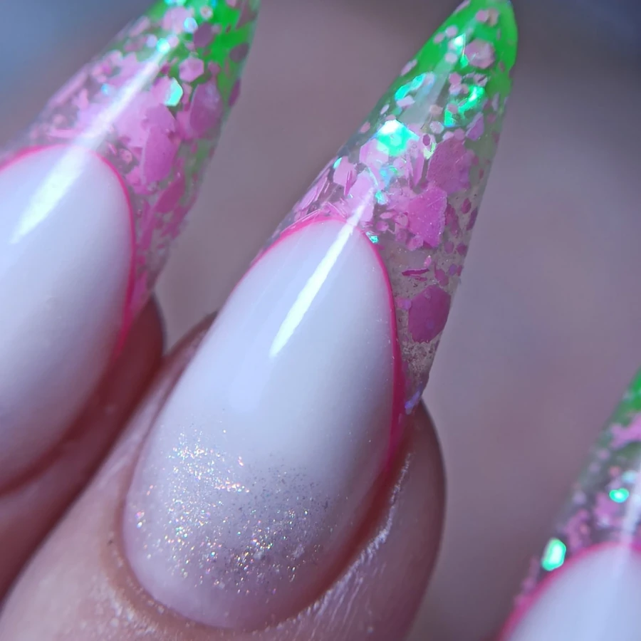 Полігель GGA Professional Fancy Poligel 09 малиновий, з голографічними пластинками та блискітками 30 мл