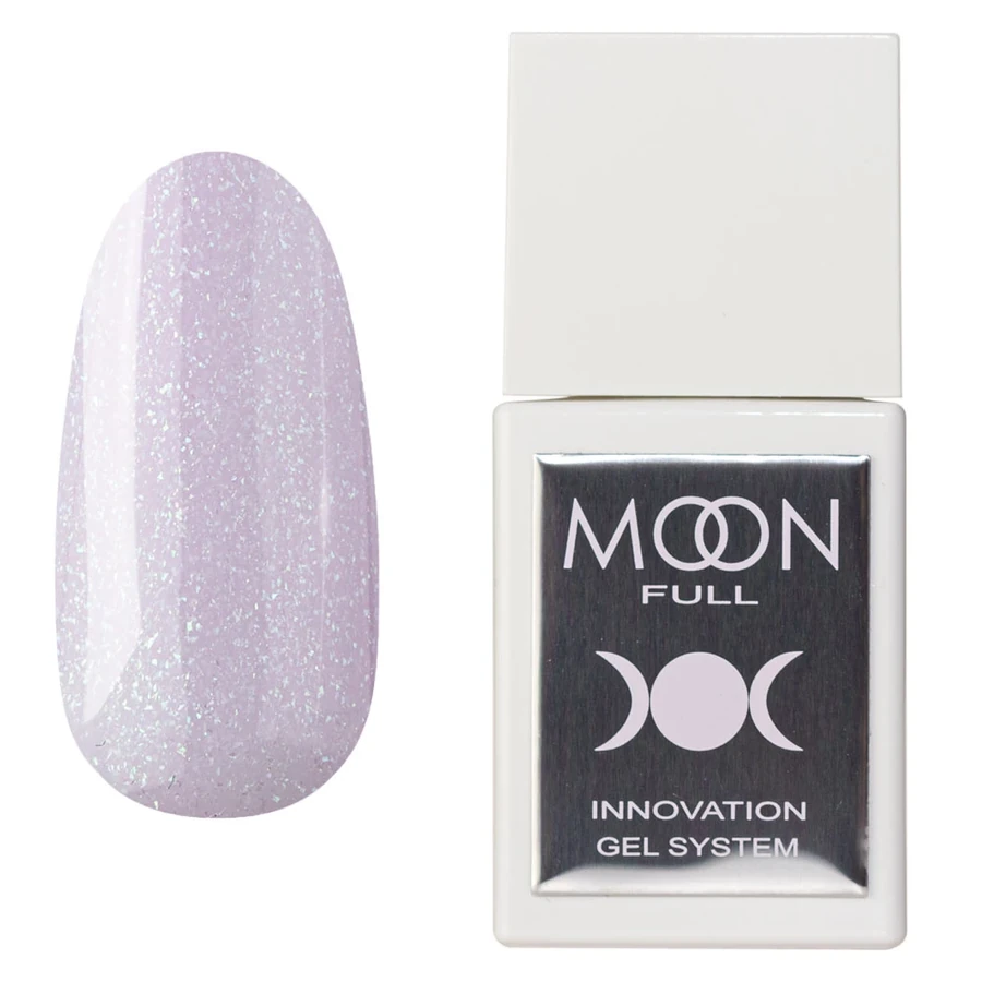 Рідкий гель для укріплення та моделювання MOON FULL Liquid Builder Gel №BG28 блідий ліловий, зі срібними блискітками 15 мл
