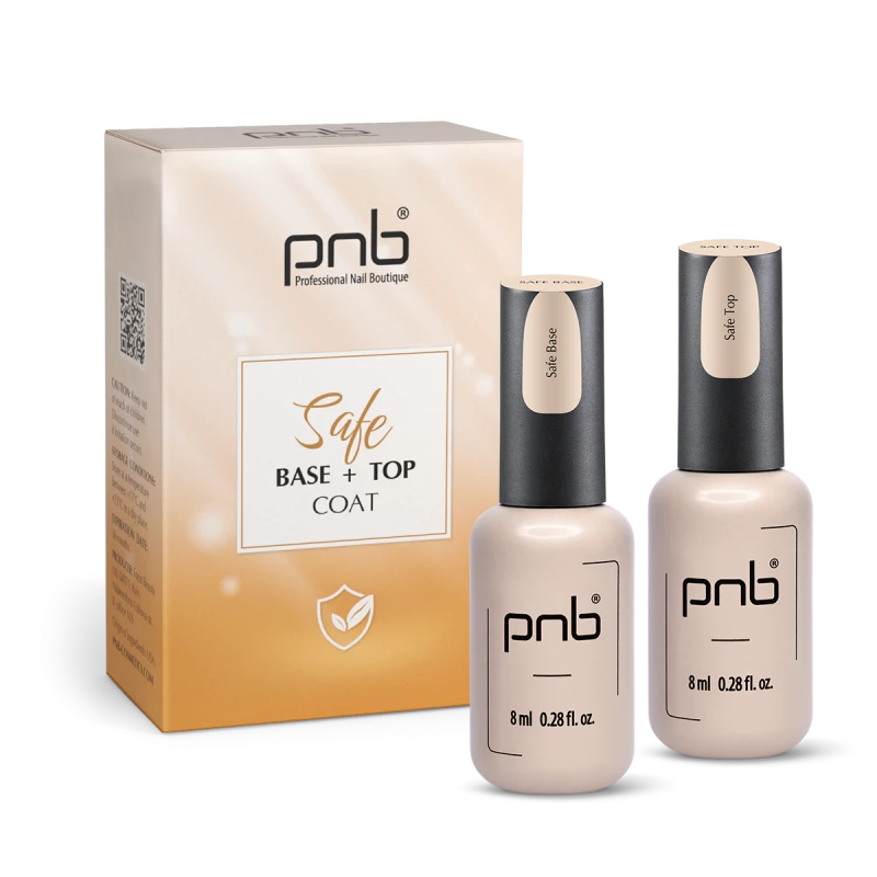 Набір безпечних покриттів для гель-лаку PNB UV/LED Safe Base + Safe Top Coat Set База+Топ 8 мл