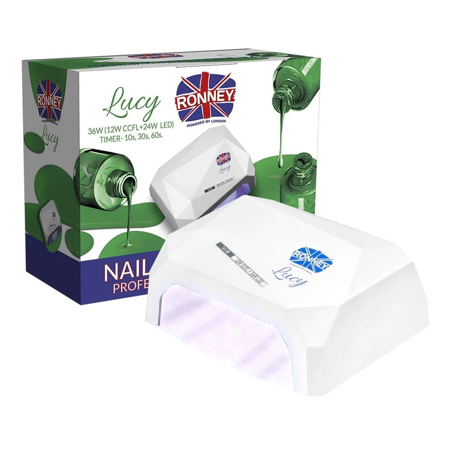 Лампа для манікюру гідбридна 2в1 Ronney Nail Lamp CCFL + LED Lucy White біла 36W