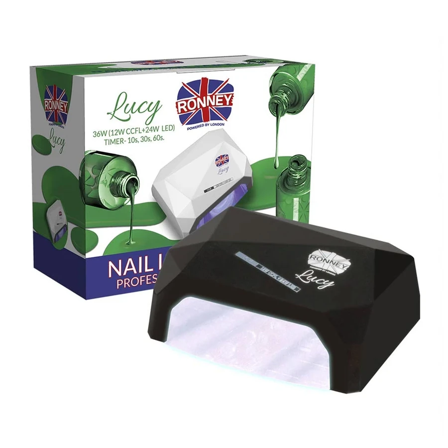 Лампа для манікюру гідбридна 2в1 Ronney Nail Lamp CCFL + LED Lucy Black чорна 36W