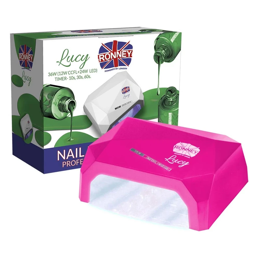 Лампа для манікюру гідбридна 2в1 Ronney Nail Lamp CCFL + LED Lucy Fucsia фуксія 36W