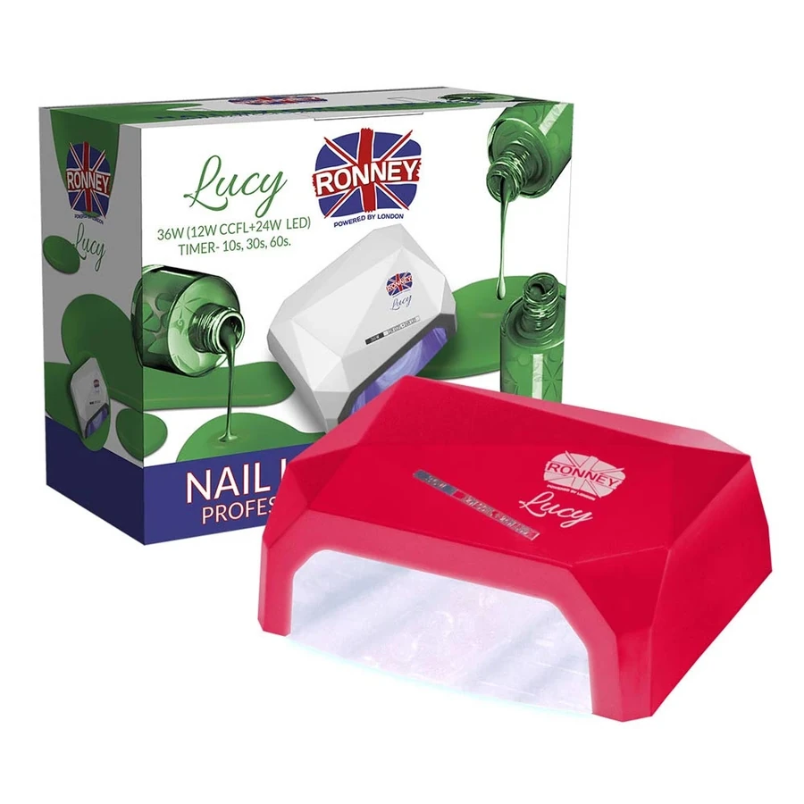 Лампа для манікюру гідбридна 2в1 Ronney Nail Lamp CCFL + LED Lucy Red червона 36W