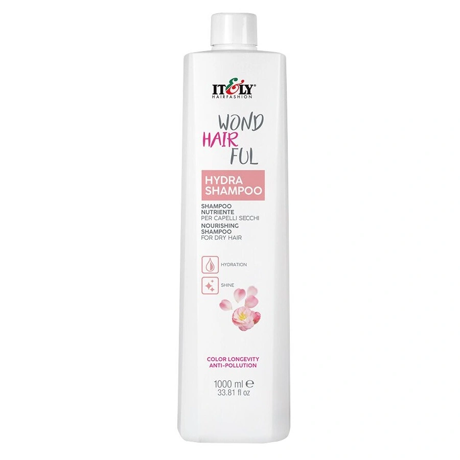Поживний та зволожуючий шампунь для волосся ITELY HAIRFASHION WondHairFul Hydra Shampoo стійкість кольору, анти-забруднення 1000 мл