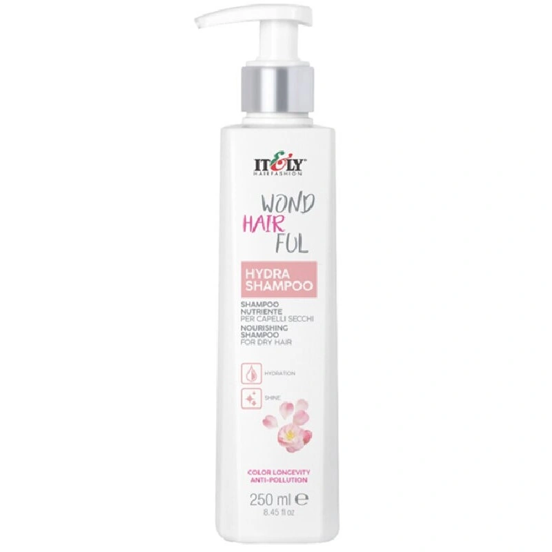 Поживний та зволожуючий шампунь для волосся ITELY HAIRFASHION WondHairFul Hydra Shampoo стійкість кольору, анти-забруднення 250 мл