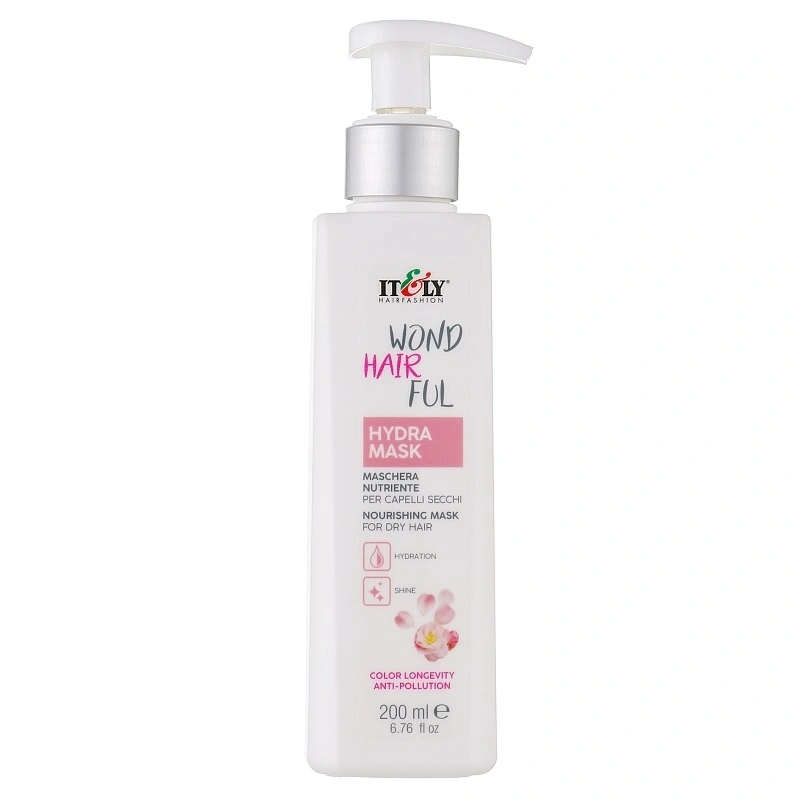 Зволожуюча та поживна маска для сухого волосся ITELY HAIRFASHION WondHairFul Hydra Mask захист кольору, анти-забруднення 200 мл