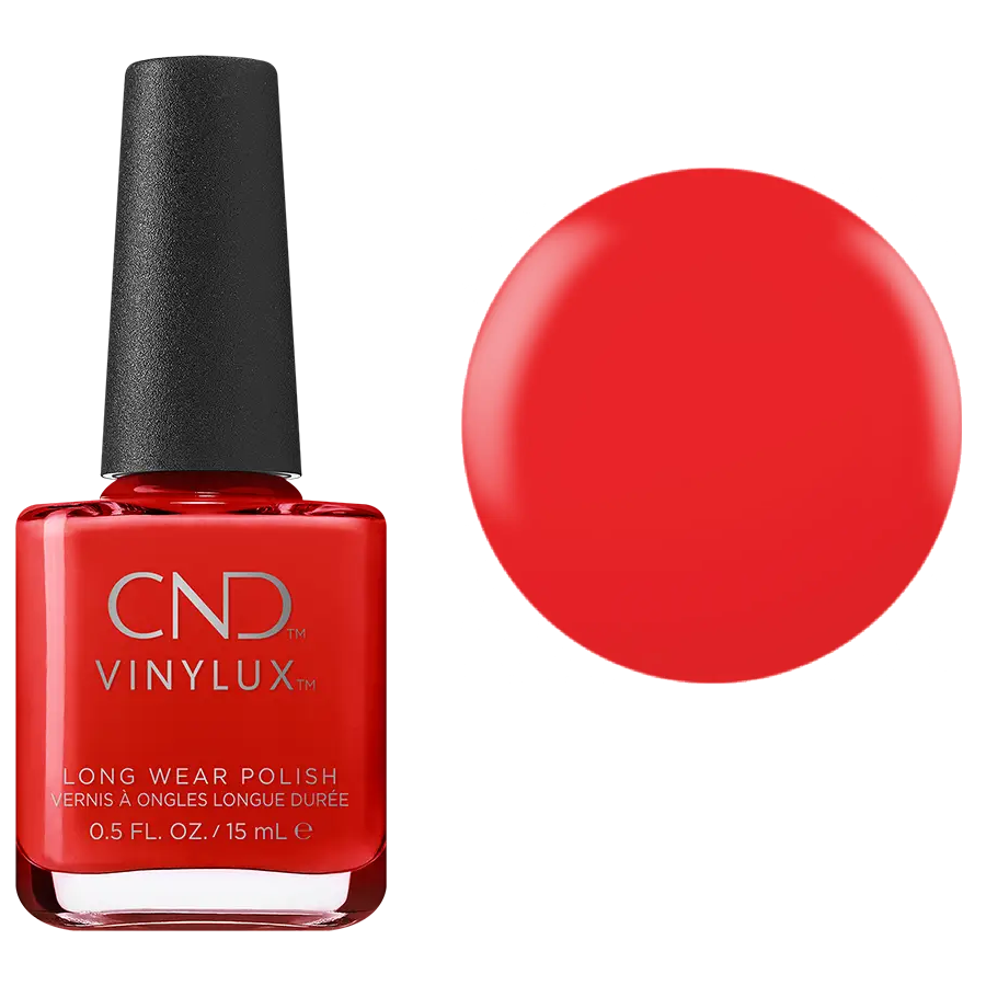 Лак для нігтів CND VINYLUX 398 Poppy Fields червоний із тонким жовтим відтінком 15 мл
