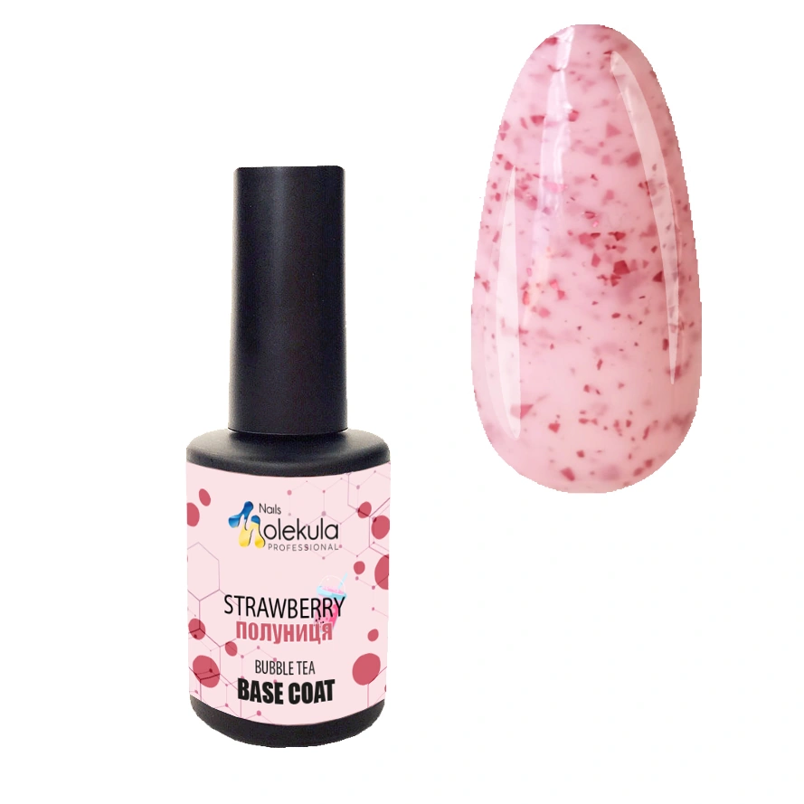 Камуфлююча база "Полуниця" Molekula Camouflage Base Bubble Tea Strawberry молочний, з малиновою фольгою 12 мл