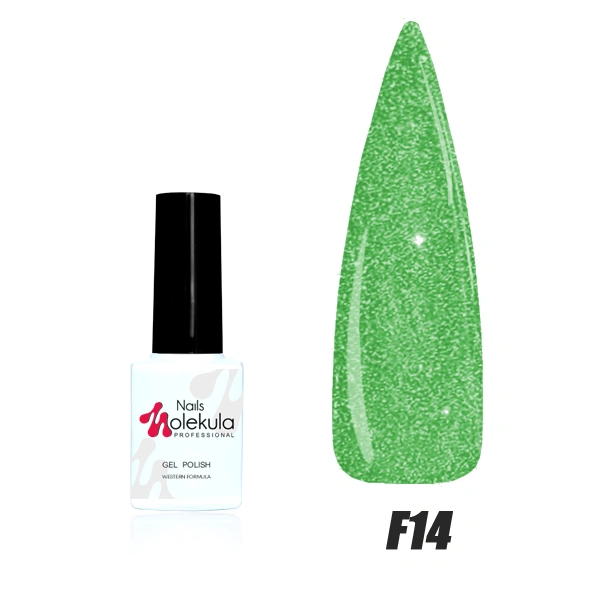 Гель-лак Molekula Flash Effect №F14 світло-зелений, світловідбивний 6 мл