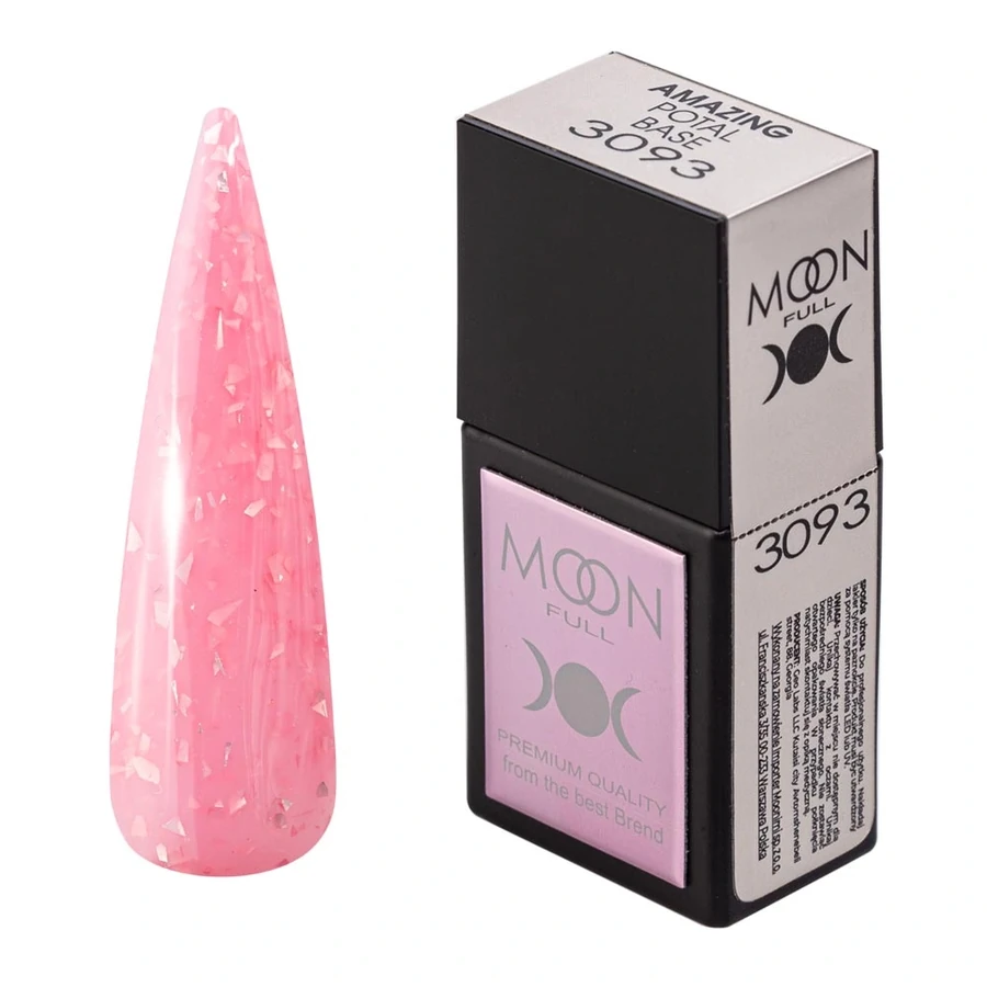 Кольорова база MOON FULL Amazing Color Potal Base №3093 рожевий, з рожевою поталлю 12 мл