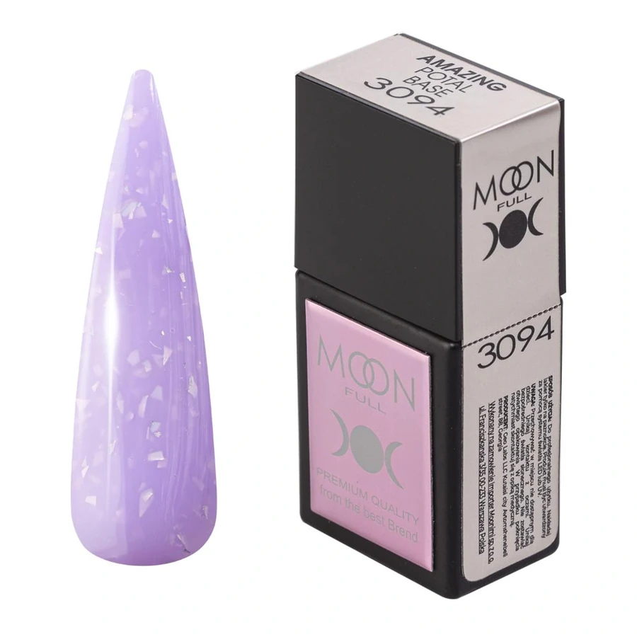 Кольорова база MOON FULL Amazing Color Potal Base №3094 бузковий, з бузковою поталлю 12 мл