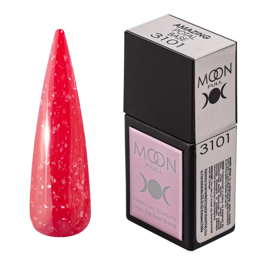 Кольорова база MOON FULL Amazing Color Potal Base №3101 червоний, з червоною поталлю 12 мл