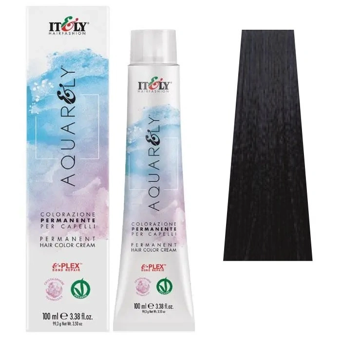Фарба для волосся ITELY HAIRFASHION Aquarely Permanent Hair Color Cream 1C Синьо-чорний 100 мл