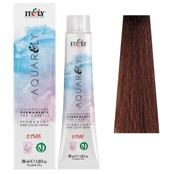 Фарба для волосся ITELY HAIRFASHION Aquarely Permanent Hair Color Cream 6CA Темно-карамельний блондин 100 мл