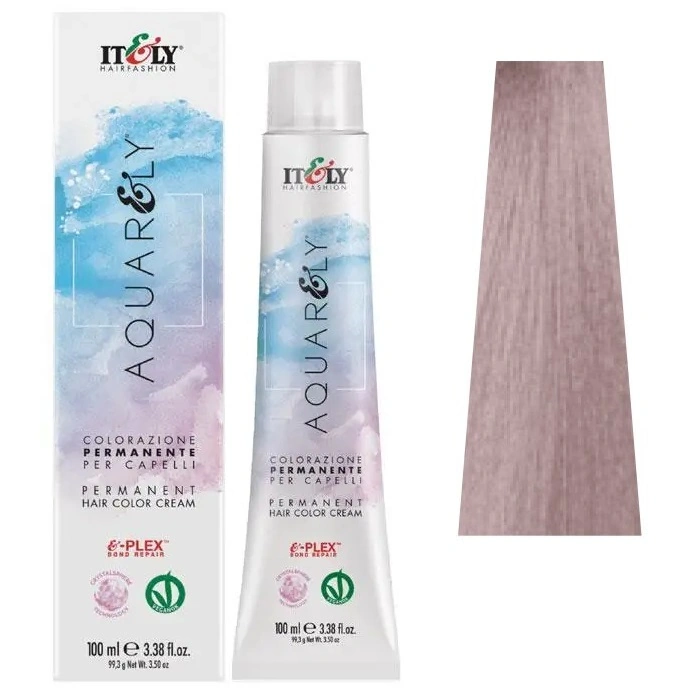 Фарба для волосся ITELY HAIRFASHION Aquarely Permanent Hair Color Cream 10CV Ультрасвітлий фіолетовий попелястий блондин 100 мл
