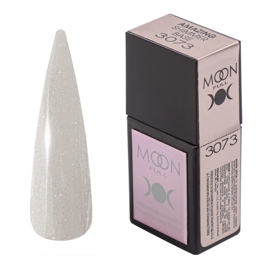 Кольорова база для гель-лаку MOON FULL Amazing Shimmer Base №3073 молочний з сірим відтінком, з шиммером 12 мл