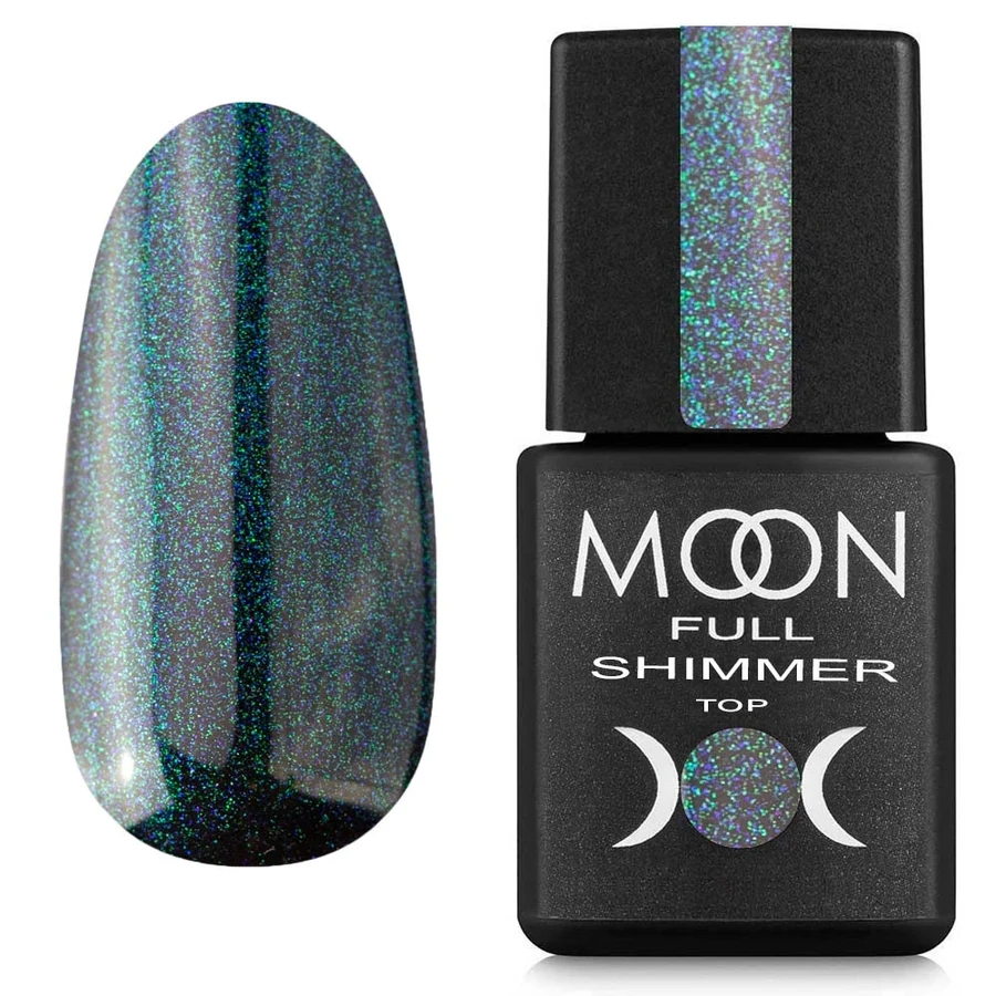 Топ без липкого шару MOON FULL Shimmer Top №1027 з бірюзовим шимером 8 мл