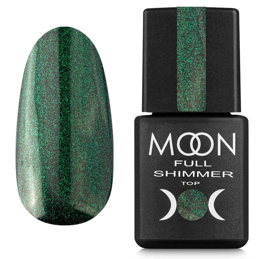 Топ без липкого шару MOON FULL Shimmer Top №1028 з зеленим шимером 8 мл