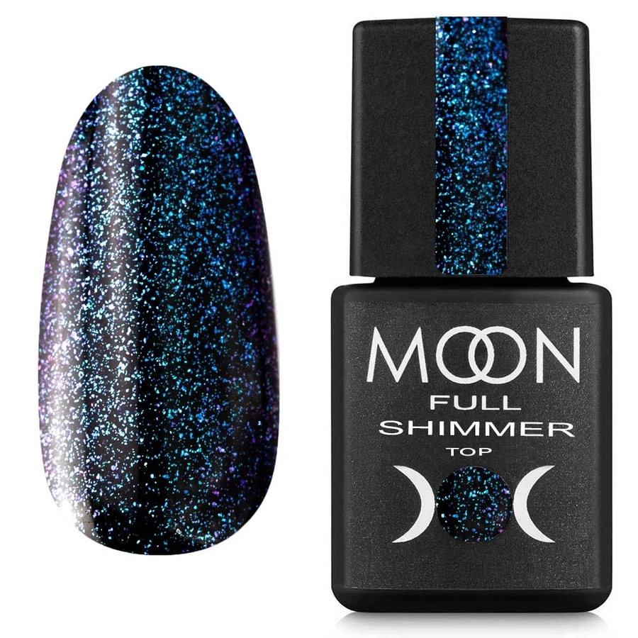 Топ без липкого шару MOON FULL Shimmer Top №1029 з синім шимером 8 мл