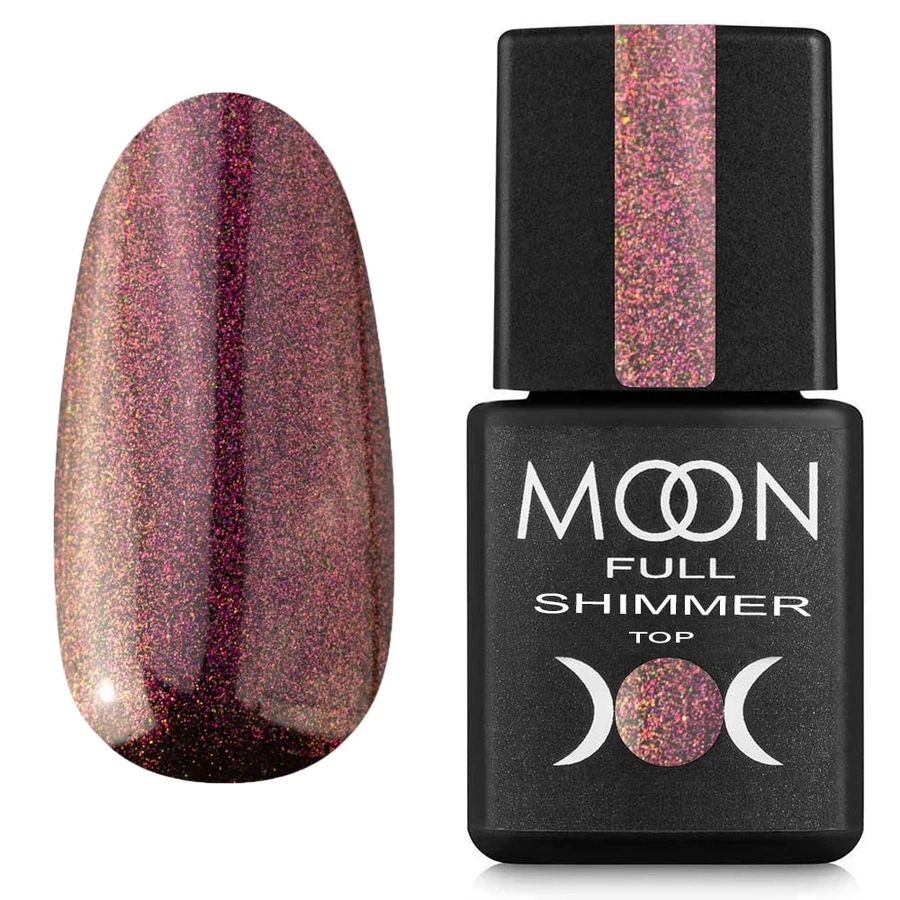 Топ без липкого шару MOON FULL Shimmer Top №1030 з червоним шимером 8 мл