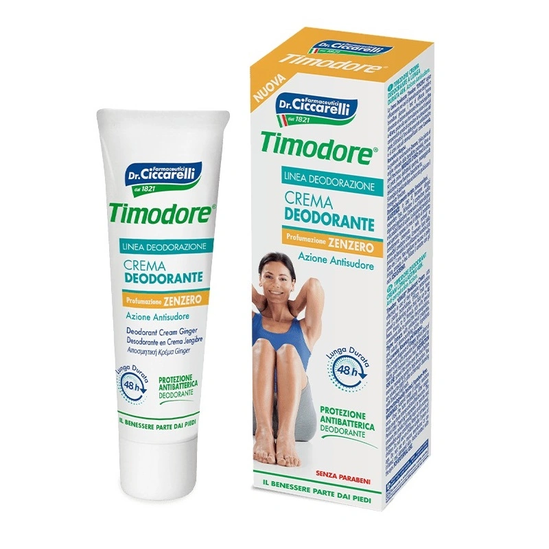 Імбірний крем-дезодорант для ніг Timodore 48H Ginger Deodorant Cream 48 годин захисту 50 мл