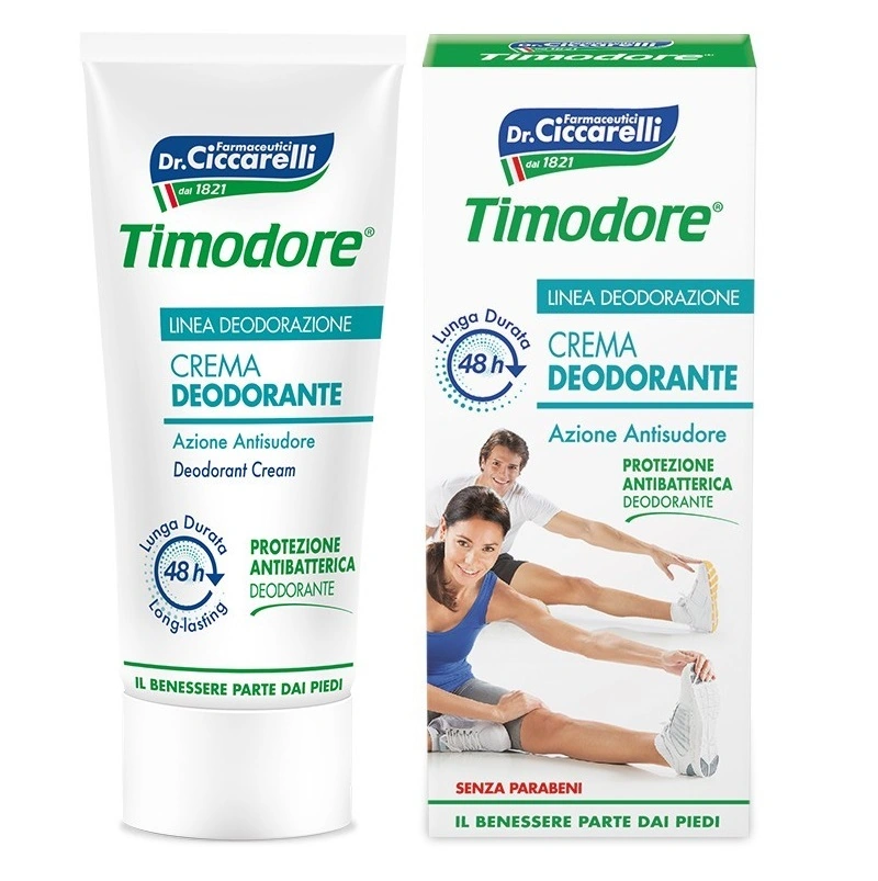 Антибактеріальний крем-дезодорант для ніг Timodore 48H Antibacterial Deodorant Cream 48 годин захисту 50 мл