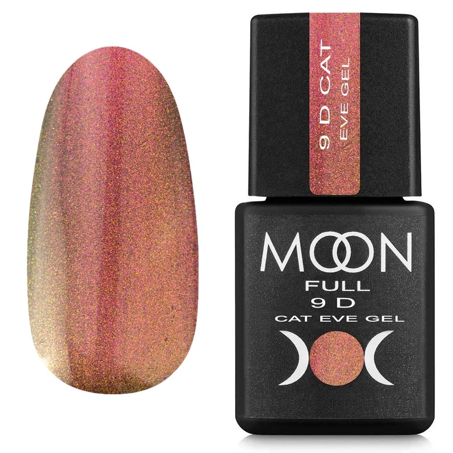 Гель-лак "Кошаче око" MOON FULL 9D Cat Eve Gel CE02 оранжевий з шиммером, магнітний 8 мл
