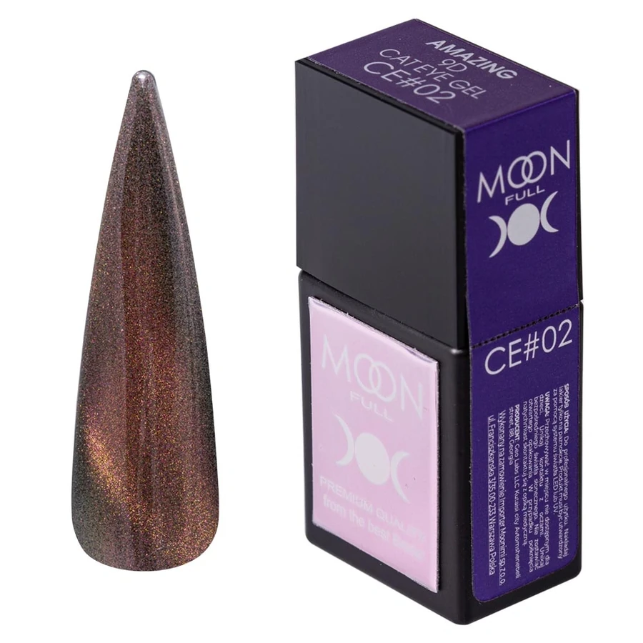 Гель-лак "Кошаче око" MOON FULL Amazing 9D Cat Eye Gel CE02 оранжевий з шиммером, магнітний 12 мл