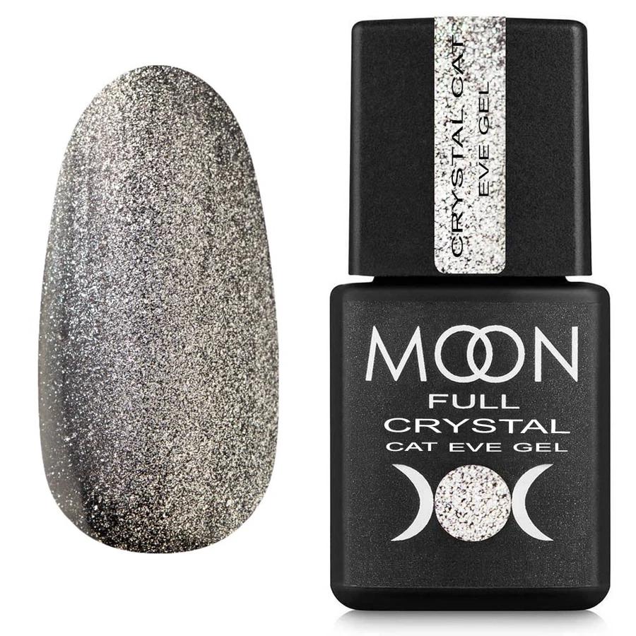 Гель-лак "Кошаче око" MOON FULL Crystal Cat Eye Gel кристал зі сріблястим відливом, магнітний 8 мл