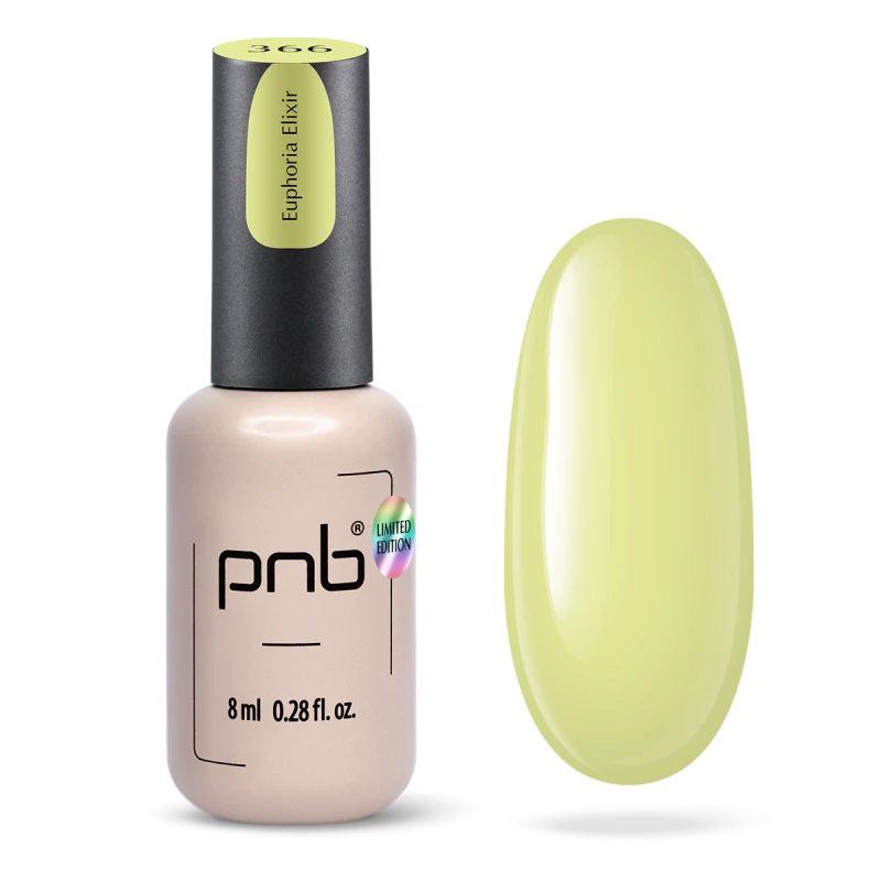 Гель-лак PNB №366 Euphoria Elixir кремово-жовтий, емаль 8 мл