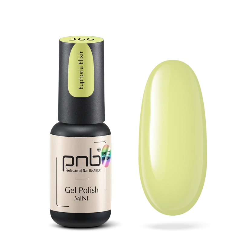 Гель-лак PNB Mini №366 Euphoria Elixir кремово-жовтий, емаль 4 мл