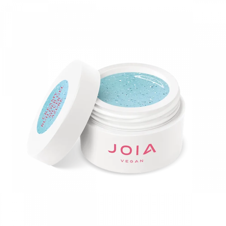 Моделюючий гель JOIA vegan Creamy Builder Gel Silver Azure блакитно-бірюзовий, зі срібними блискітками 15 мл