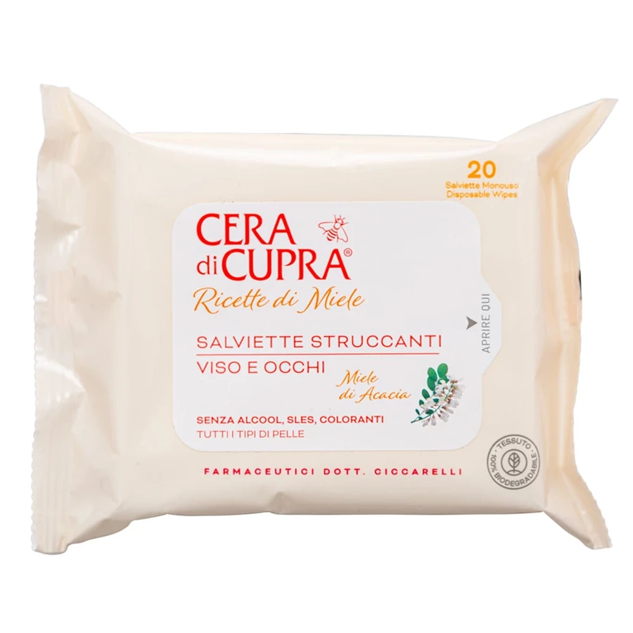 Серветки для зняття макіяжу з обличчя Cera di Cupra Disposable Wipes for Removal Make-Up 20 шт