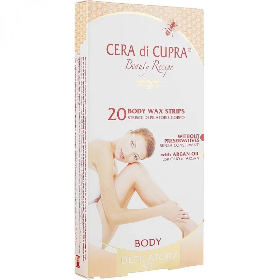 Воскові смужки для депіляції тіла Cera di Cupra Body Wax Strips with Argan Oil з аргановою олією 20 шт