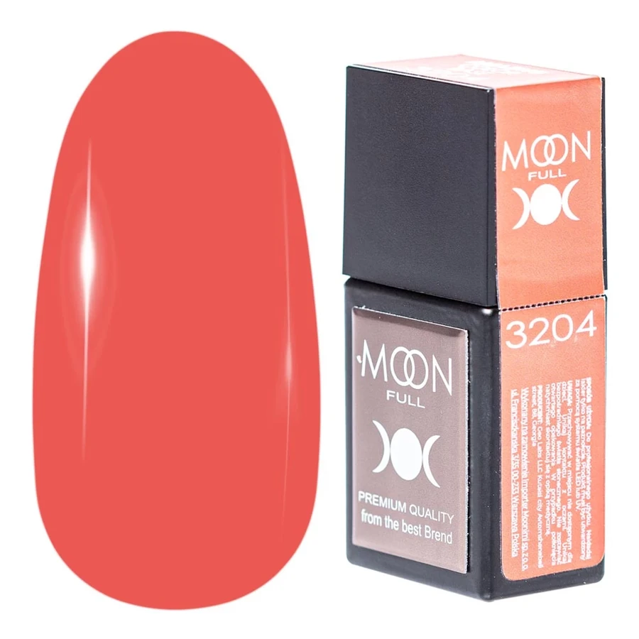 Кольорова база для гель-лаку MOON FULL Amazing Color Base №3204 яскравий кораловий, емаль 12 мл