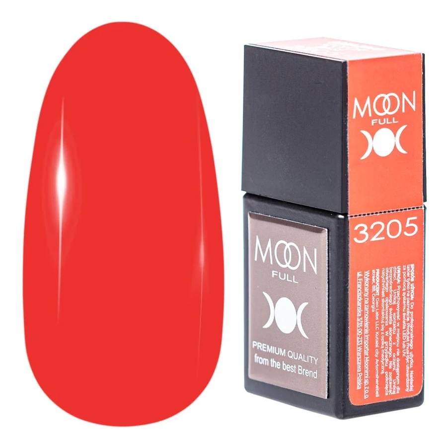 Кольорова база для гель-лаку MOON FULL Amazing Color Base №3205 червоний, емаль 12 мл
