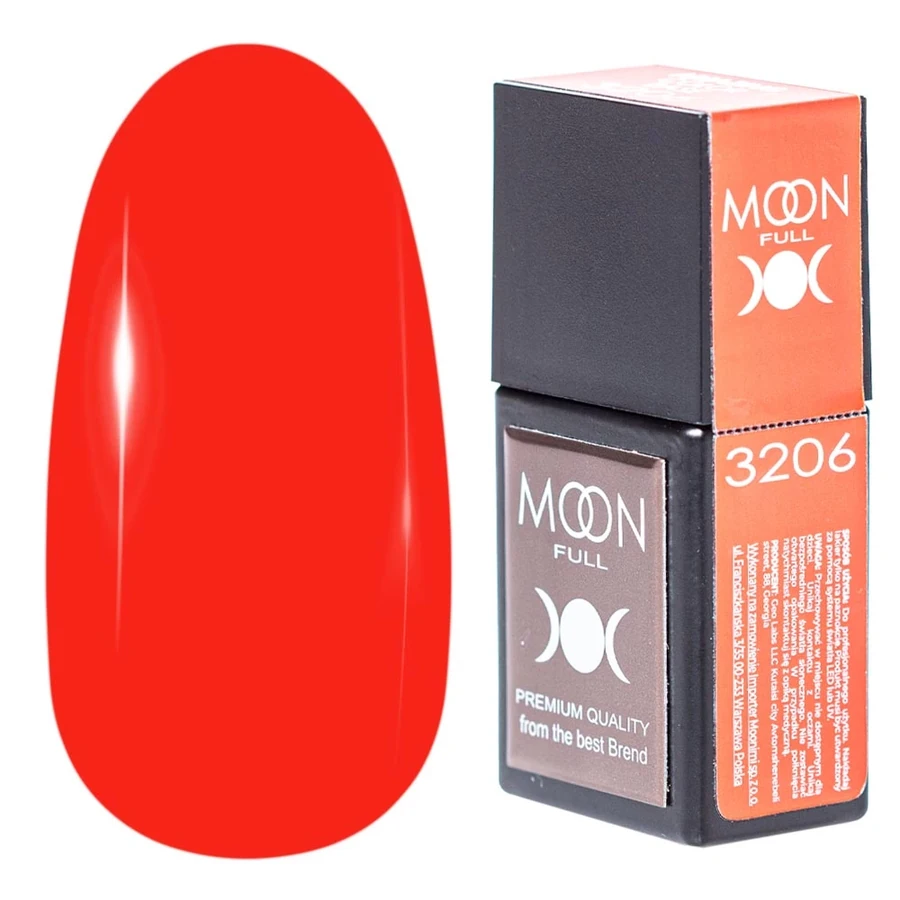 Кольорова база для гель-лаку MOON FULL Amazing Color Base №3206 червоний, емаль 12 мл