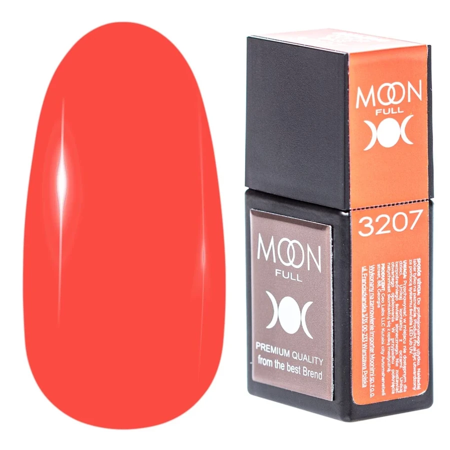 Кольорова база для гель-лаку MOON FULL Amazing Color Base №3207 коралово-червоний, емаль 12 мл