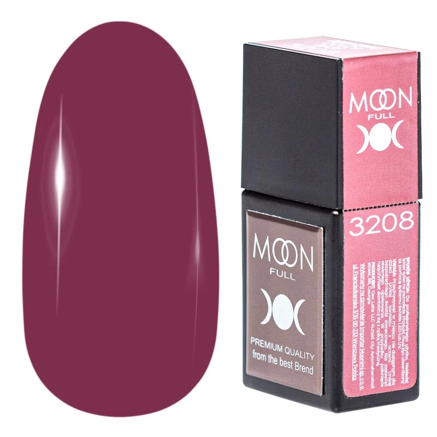 Кольорова база для гель-лаку MOON FULL Amazing Color Base №3208 малиново-ліловий, емаль 12 мл