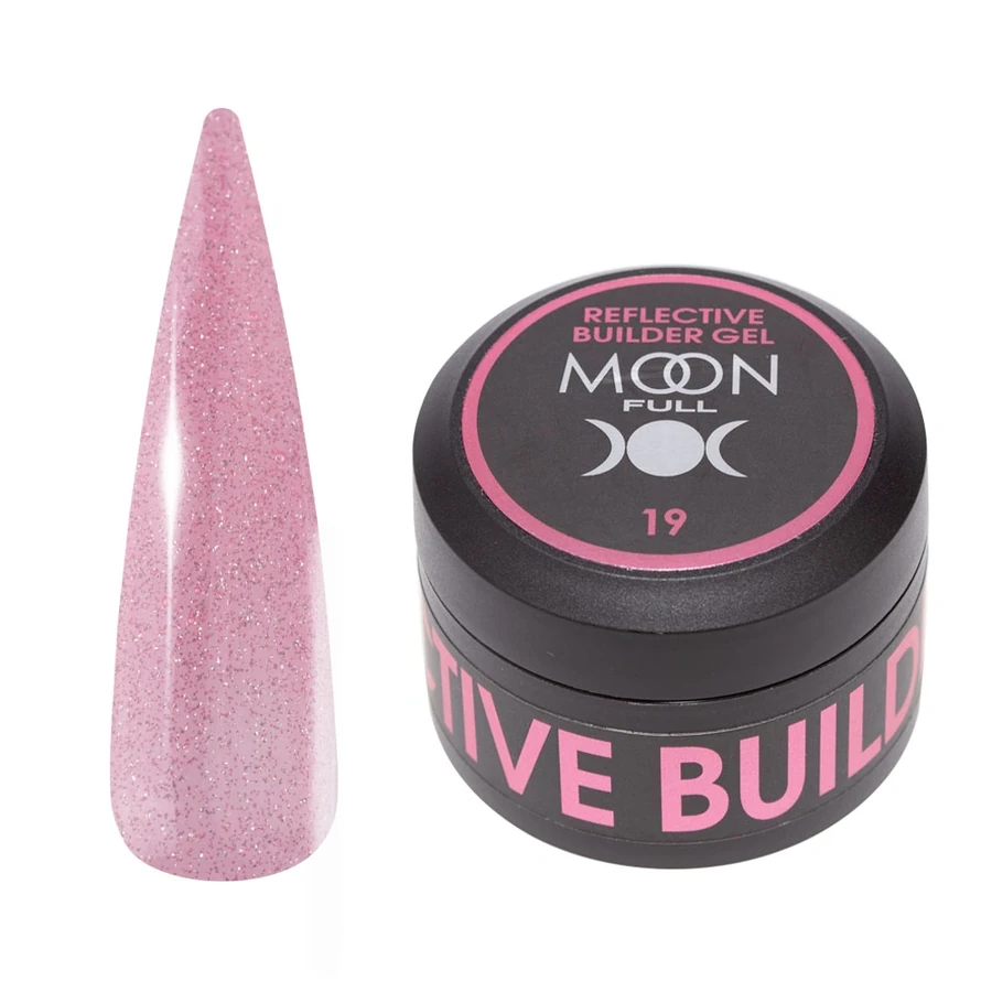 MOON FULL Reflective Builder Gel №19 світловідбиваючий, з малиновим шимером 30 мл