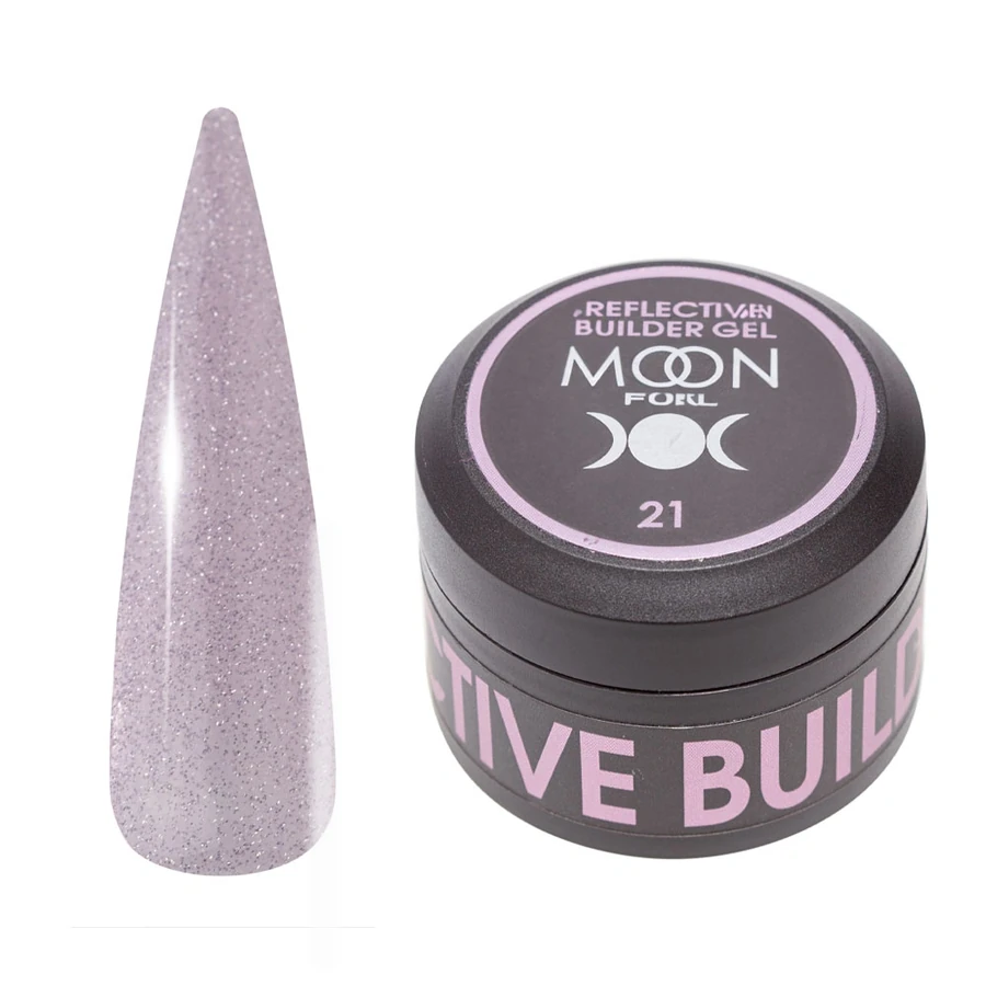 MOON FULL Reflective Builder Gel №21 світловідбиваючий, з ліловим шимером 30 мл