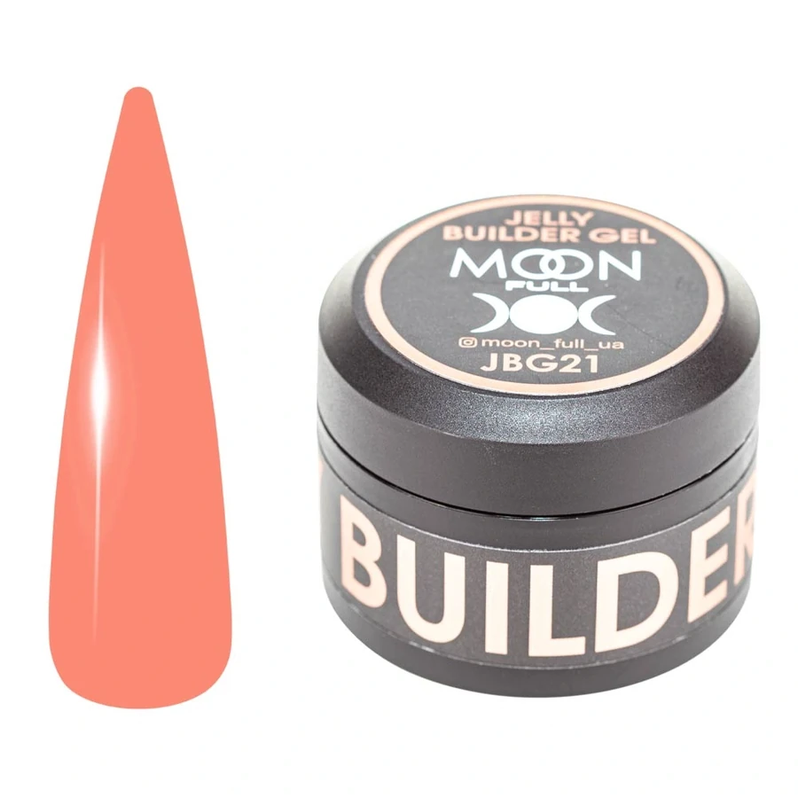 Гель-желе для моделювання та укріплення нігтів MOON FULL Jelly Builder Gel №JBG21 кораловий, напівпрозорий 30 мл