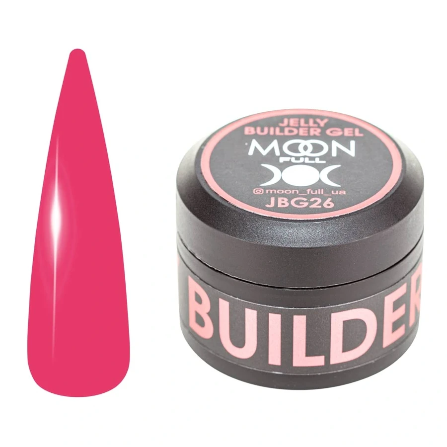 Гель-желе для моделювання та укріплення нігтів MOON FULL Jelly Builder Gel №JBG26 яскраво-рожевий, напівпрозорий 30 мл