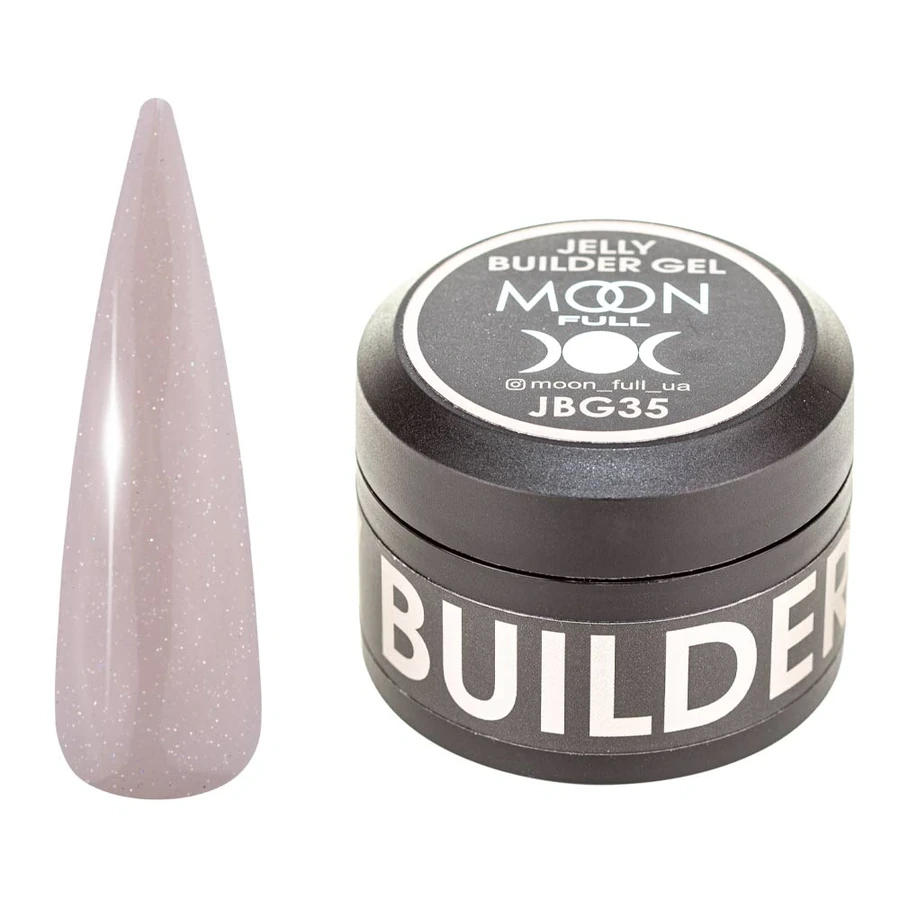 Гель-желе для моделювання та укріплення нігтів MOON FULL Jelly Builder Gel №JBG35 сіро-бежевий, напівпрозорий з блискітками 30 мл