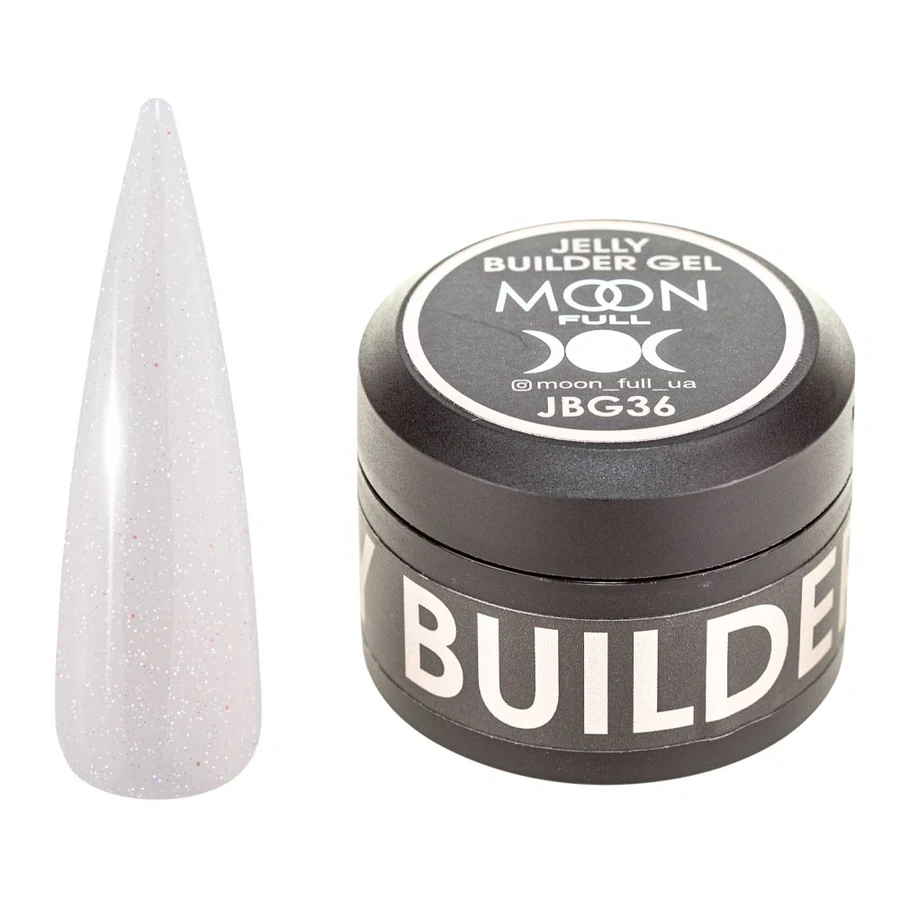 Гель-желе для моделювання та укріплення нігтів MOON FULL Jelly Builder Gel №JBG36 сіро-бежевий, з блискітками 30 мл
