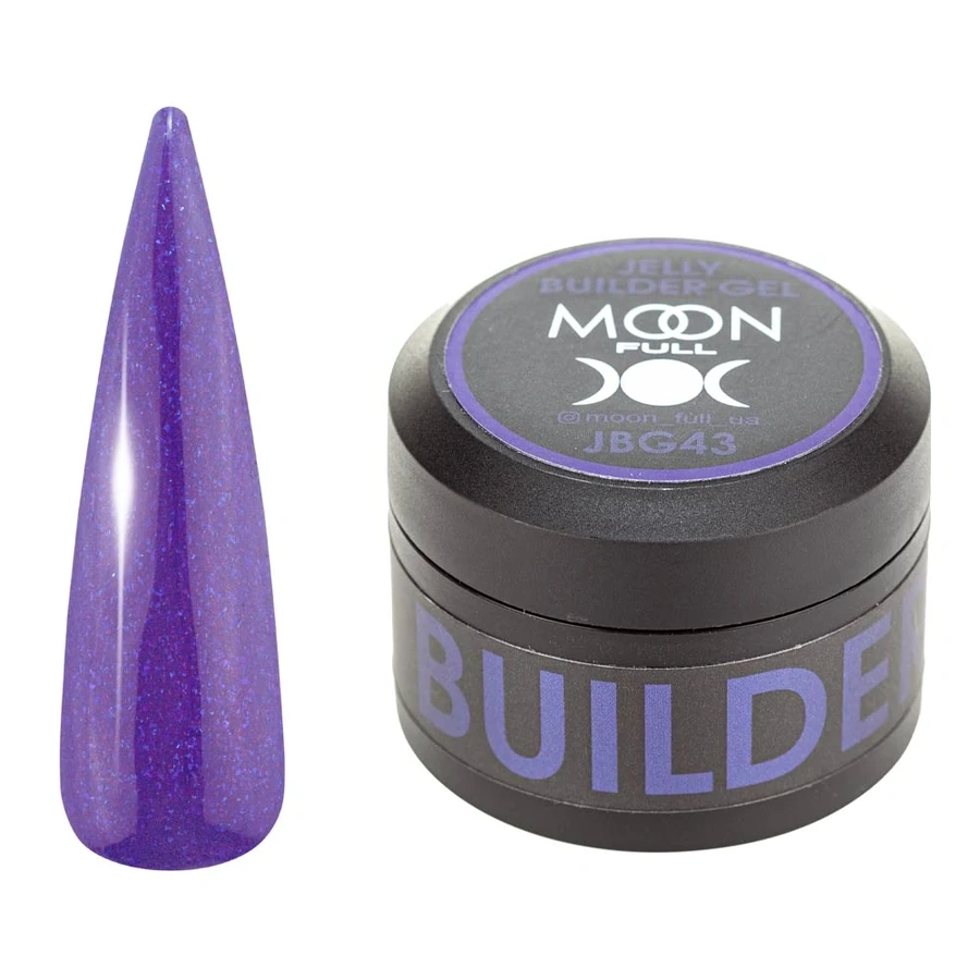 Гель-желе для моделювання та укріплення нігтів MOON FULL Jelly Builder Gel №JBG43 баклажановий, з блискітками 30 мл