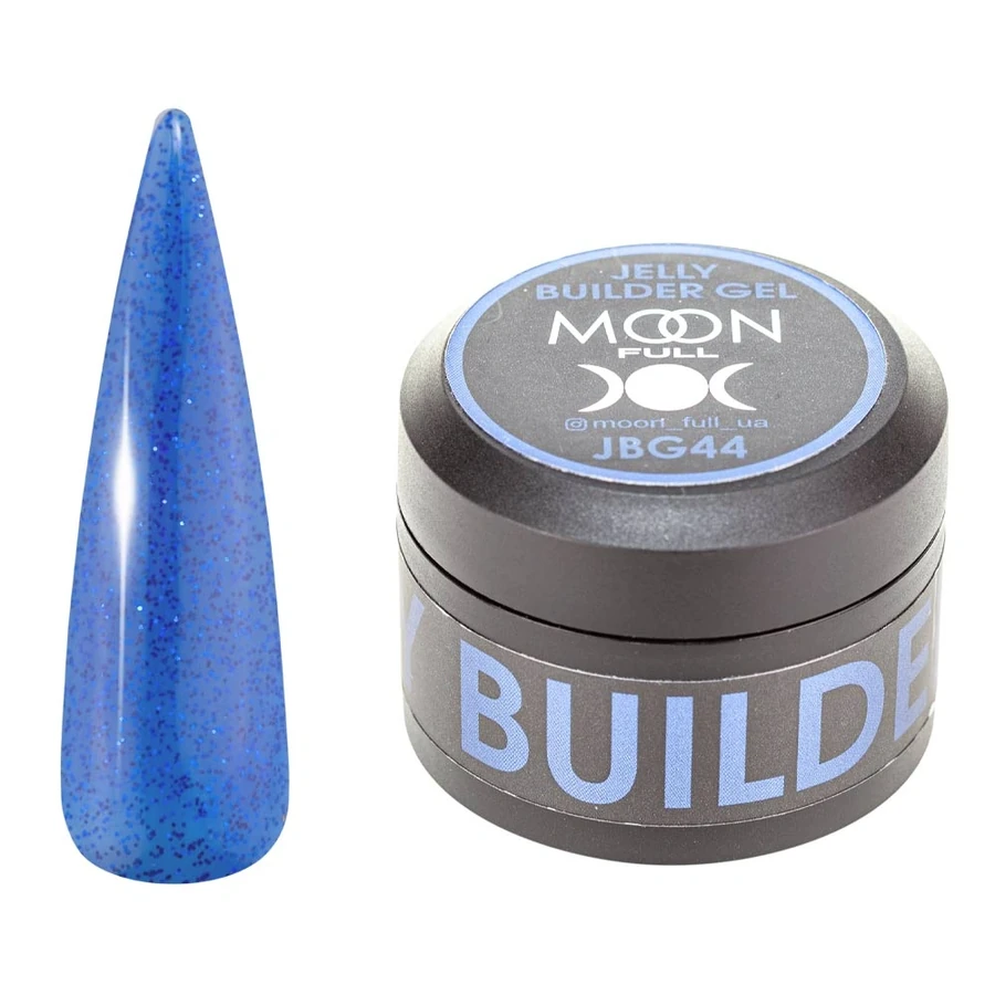 Гель-желе для моделювання та укріплення нігтів MOON FULL Jelly Builder Gel №JBG44 синій, з блискітками 30 мл